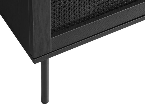 Fekete TV-állvány tölgyfa dekorral 120x43 cm Pensacola – Unique Furniture