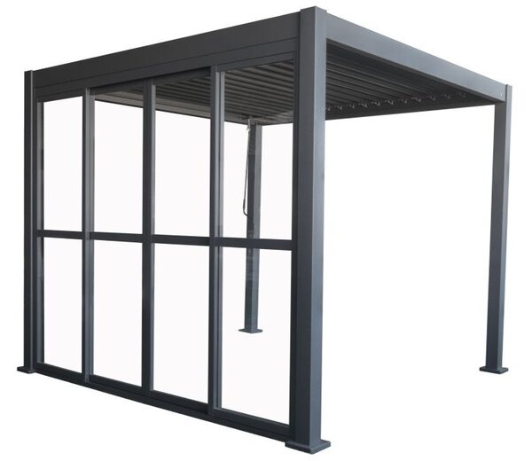 Lagos 3x3 3x3 szabadon álló terasz pergola ajtóval az egyik oldalon Garden Point antracit színű