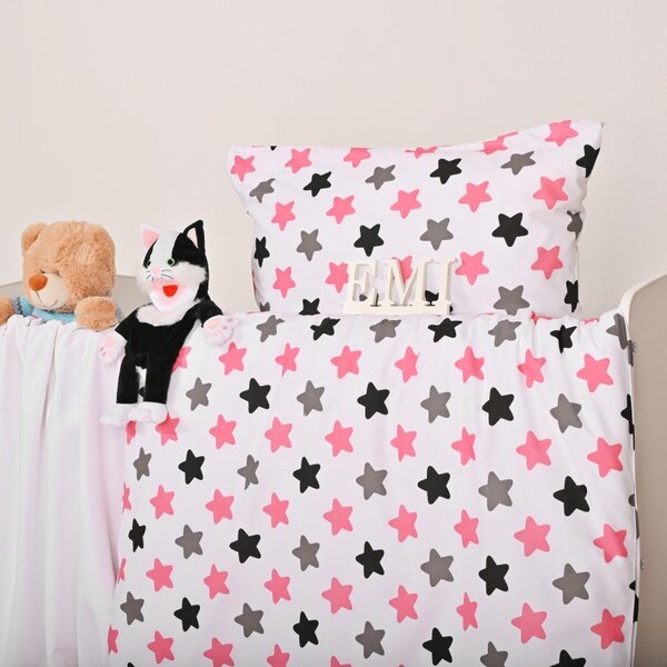 EMI Csillagok rózsaszínű gyermek pamut ágyneműhuzat, Gyerekgarnitúra 90x130 + 45x65