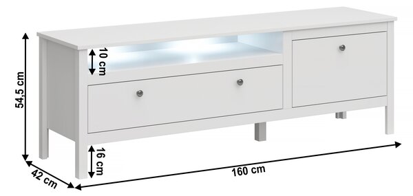 Tv asztal/szekrény Otis 1s1k/160 (fehér)