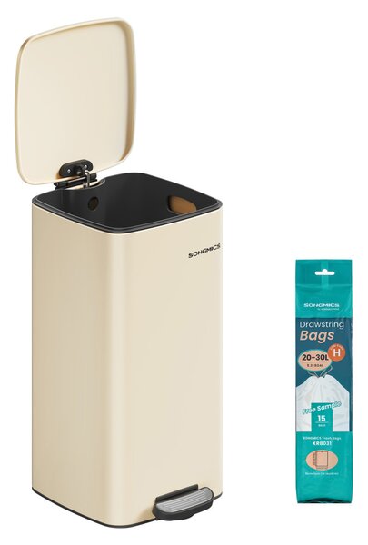 Konyhai szemetes, 30L, rozsdamentes acél, homok bézs