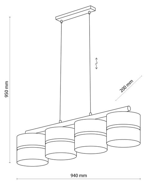 TK Lighting Linobianco lógó világítás, lineáris, 4 izzós, dimmelhető, Fehér / opál, Nappali / Étkező, Textil / szövet / selyem, Modern