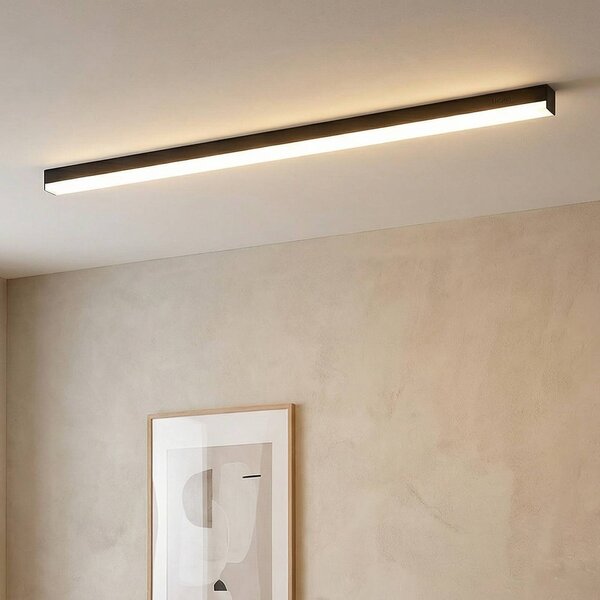 Lucande Teniona LED mennyezeti világítás, 132 cm, fekete, alumínium, dimmelhető, Fekete, Nappali / Étkező, Alumínium, Modern