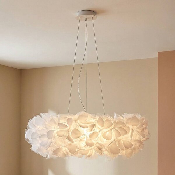 Slamp Clizia Mama Non lógó világítás, Ø78 cm, fehér/átlátszó, dimmelhető, Fehér / opál, Nappali / Étkező, Műanyag, Dizájn