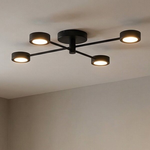 Nordlux LED mennyezeti lámpa Clyde Flex, 4 lámpás, 2 merevítő, fekete, dimmelhető, Fekete, Nappali / Étkező, fém