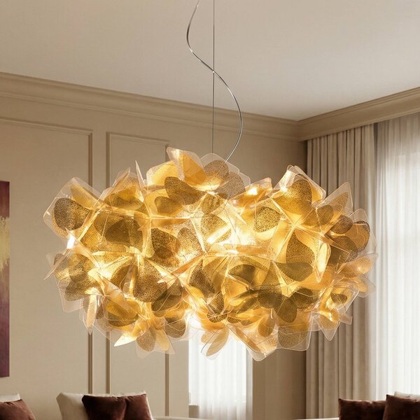 Slamp függőlámpa Clizia Mama Non Mama, Ø53cm, arany/tiszta, dimmelhető, Sárgaréz / arany, Nappali / Étkező, Műanyag, Dizájn