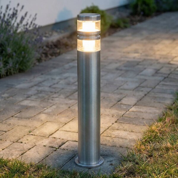 Lindby LED ösvény világítás Lanea, 60 cm, szürke, rozsdamentes acél, IP44, Alu / szürke / cink, Rozsdamentes acél, Modern