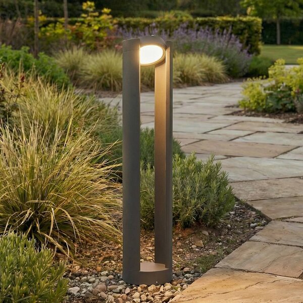 Lucande LED-es poller lámpa Dylen, szürke, fém, 80 cm, IP65, Fekete, Alumínium, Modern