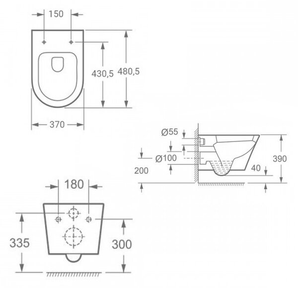 Ride fali, rimless WC soft close ülőkével