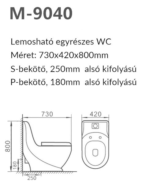 Coral Monoblokkos wc kagyló alsó kifolyással soft close ülőkével