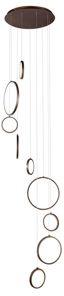 Design függőlámpa sötét bronz 9-lámpás LED-del, 3 lépésben dimmelhető - Vide Anella