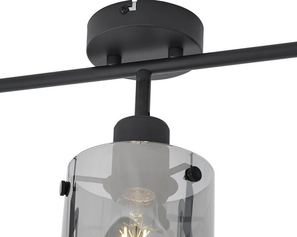 Design mennyezeti spotlámpa fekete füstüveggel 3-lámpás - Domo