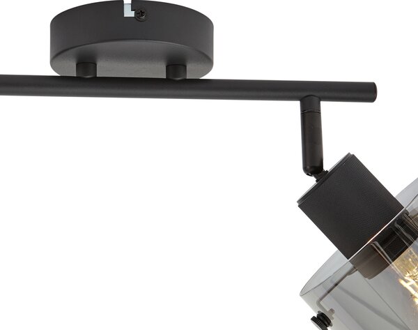 Design mennyezeti spotlámpa fekete füstüveggel 2-lámpás - Domo