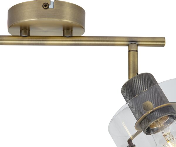 Design mennyezeti spotlámpa bronzszínű, átlátszó üveggel, 2 égős - Domo