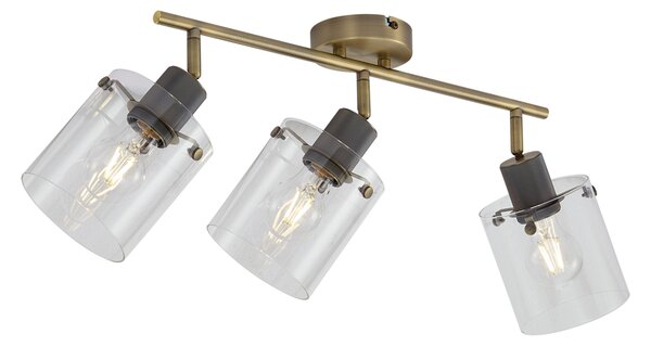 Design mennyezeti spotlámpa bronz színben, átlátszó üveggel, 3-lámpás - Domo