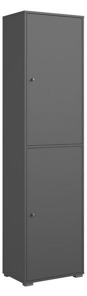 Könyvespolc Sarasota 198, Ajtókkal, Zárt, Laminált forgácslap, 190x50x33cm, Fekete