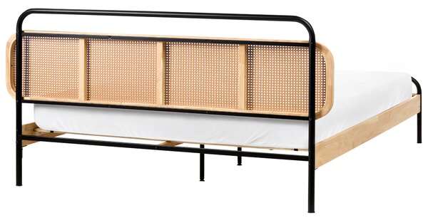 Ágy Rattan BOUSSICOURT 180 x 200 cm Világosbarna