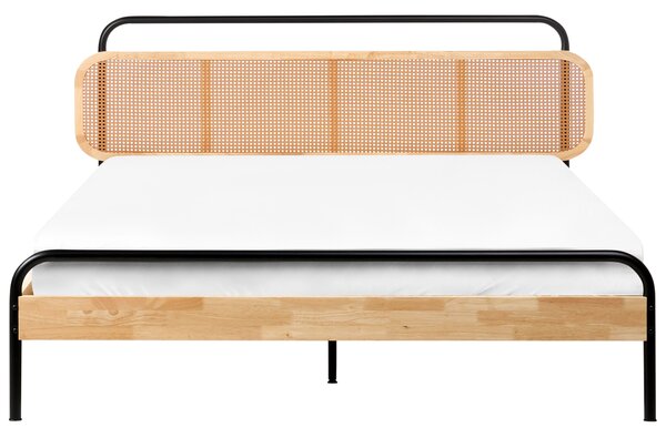 Ágy Rattan BOUSSICOURT 180 x 200 cm Világosbarna