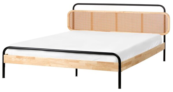 Ágy Rattan BOUSSICOURT 180 x 200 cm Világosbarna
