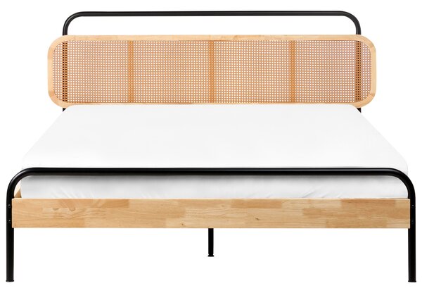 Ágy Rattan BOUSSICOURT 160 x 200 cm Világosbarna