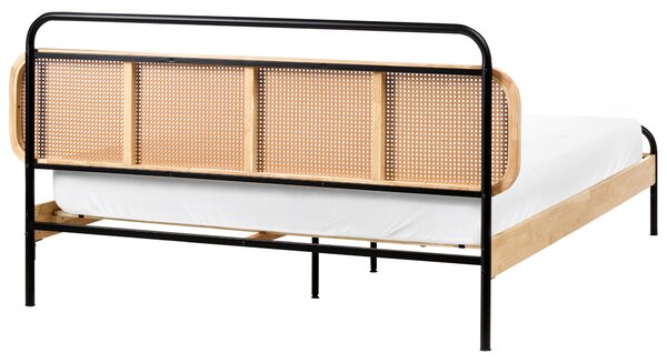 Ágy Rattan BOUSSICOURT 160 x 200 cm Világosbarna