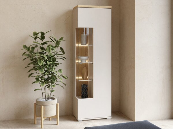 Könyvespolc Virvele 102, Zárt, Ajtókkal, Laminált forgácslap, 180x55x36cm, Kasmír, Világos tölgy