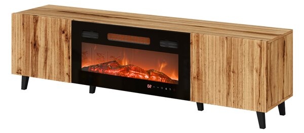TV-állvány Comes II, Közepes sűrűségű farostlemez, Laminált forgácslap, 50x181x42cm, Fekete, Wotan tölgy