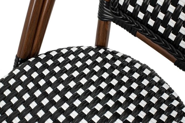 King Home Cafe Paris Kerti Karfás Szék Szett Alumínium Szintetikus Rattan Fekete-Fehér Fonott 2 db