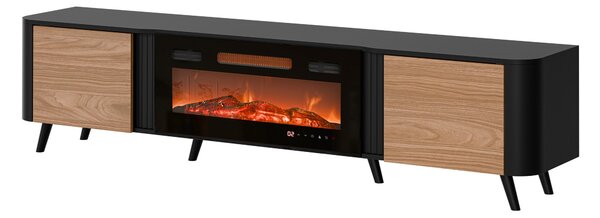 TV-állvány Modus, Közepes sűrűségű farostlemez, Laminált forgácslap, 49x200x39cm, Dió, Fekete