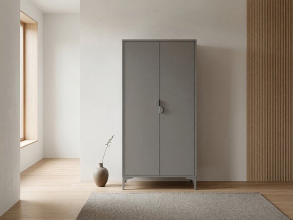 Gardróbszekrény Romcamu 104, Fém, 183x85x45cm, Szürke