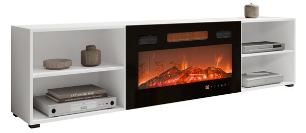TV-állvány Charlotte 191, Laminált forgácslap, 51x200x33cm, Fehér, Fekete