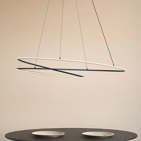 Lucande Gavril LED lógó világítás, 100 cm, fekete, dimmelhető fényerővel,, Fekete, Nappali / Étkező, fém, Modern