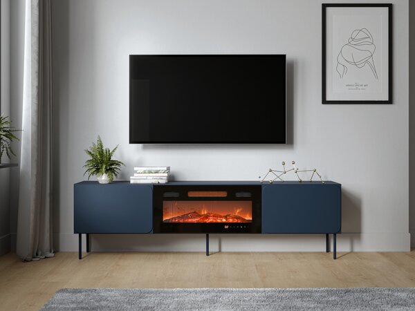 TV-állvány Fentore 104, Laminált forgácslap, Közepes sűrűségű farostlemez, 58x200x40cm, Indigó