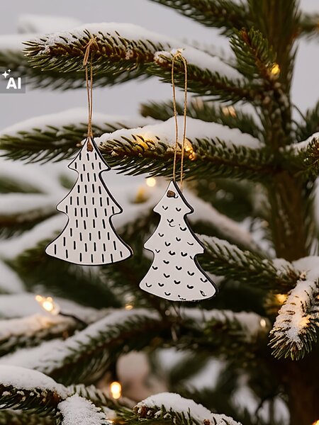 Sinsay - Karácsonyi díszek fenyőfa alakban 2 pack - többszínű