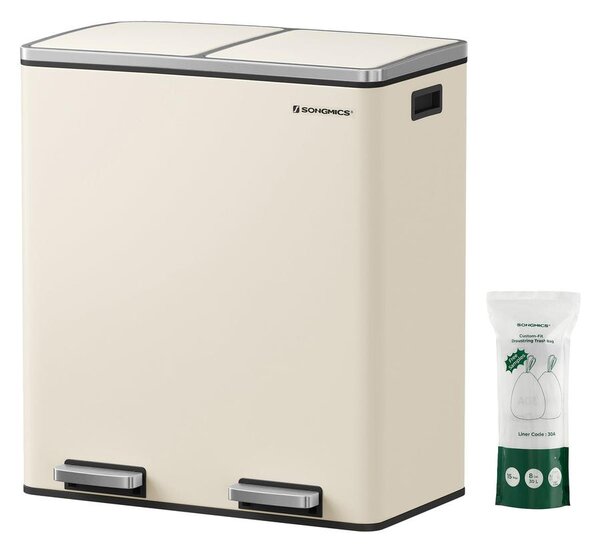 SONGMICS dupla szemetes, 2x30l, krémszínű