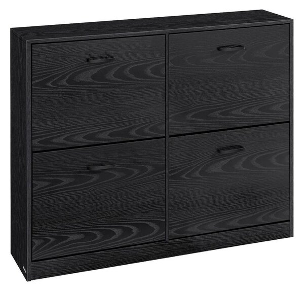 Cipősszekrény 4 lehajtható rekesszel 24 x 105,5 x 83 cm, fekete