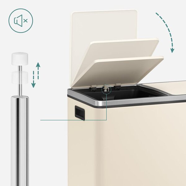 SONGMICS dupla szemetes, 2x30l, krémszínű