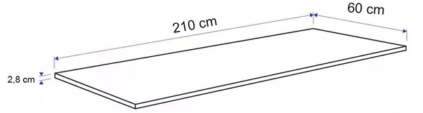 Konyhai munkalap 210 x 60 x 2,8 cm Beton