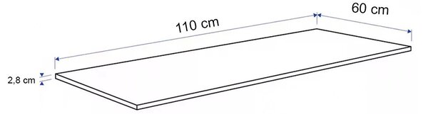 Konyhai munkalap 110 x 60 x 2,8 cm Beton