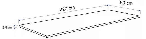 Konyhai munkalap 220 x 60 x 2,8 cm Beton