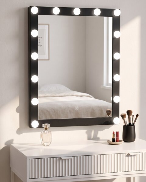LED fürdőszobai tükör ODENAS 50 cm 60 cm Fekete