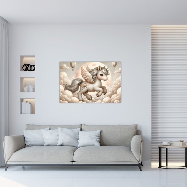 Kép - Egyszarvú a felhőkben (90x60 cm)