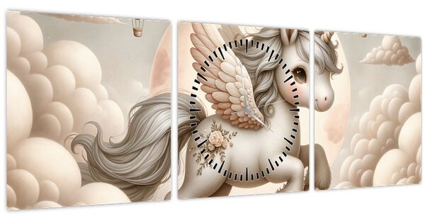 Kép - Egyszarvú a felhőkben (órával) (90x30 cm)