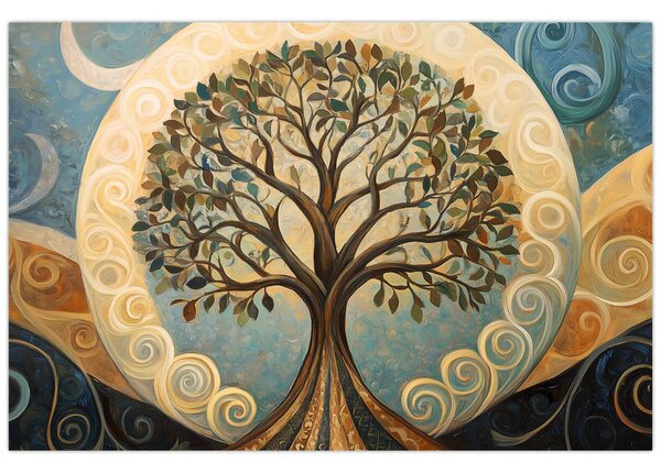 Kép – Életfa és spirálok (90x60 cm)