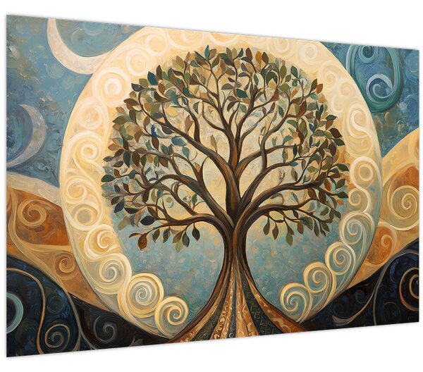 Kép – Életfa és spirálok (90x60 cm)