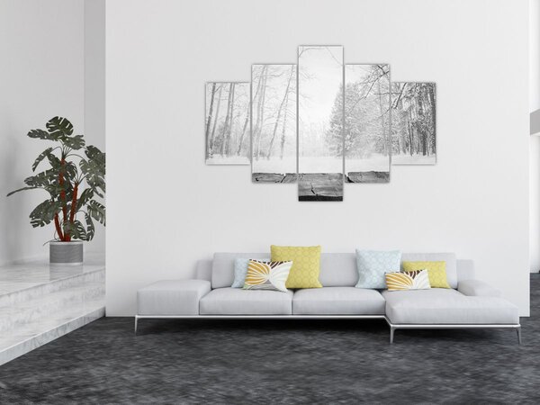 Kép - Fából készült móló télen (150x105 cm)