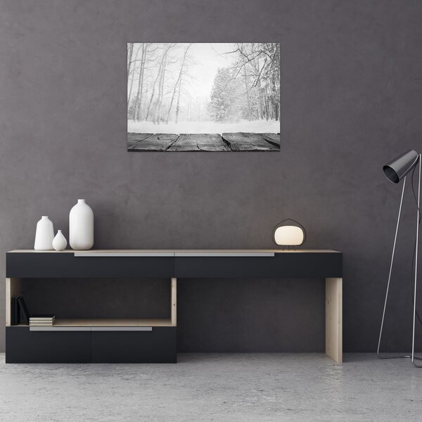 Kép - Fából készült móló télen (70x50 cm)