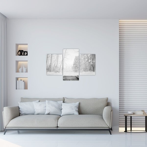 Kép - Fából készült móló télen (90x60 cm)