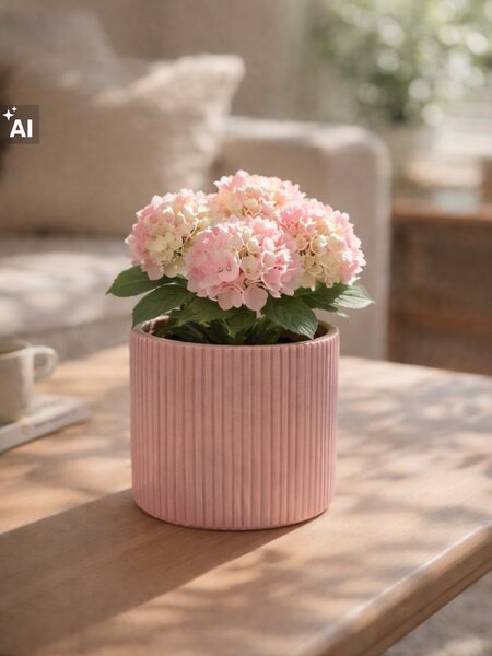 Sinsay - Bordázott kerámia virágcserép - pasztellpink