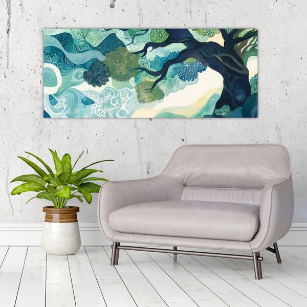 Kép – Az életfa zöld lombkoronája (120x50 cm)
